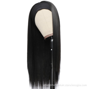 Factory Supplier Wholesale Brazilian Headband Wig for Black Women Natural Straight Human hair wigs 2021 New Fashion Wig Glueless